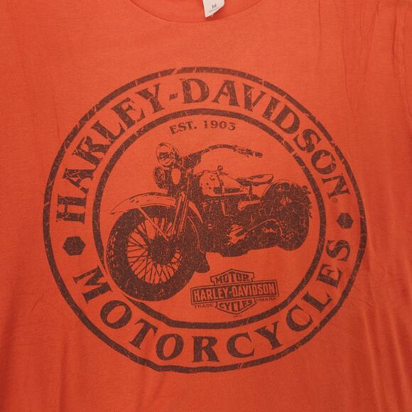 Harley Davidson Casual Short Sleeve Graphic Shirt Mens Size Medium M Orange - Picture 4 of 9